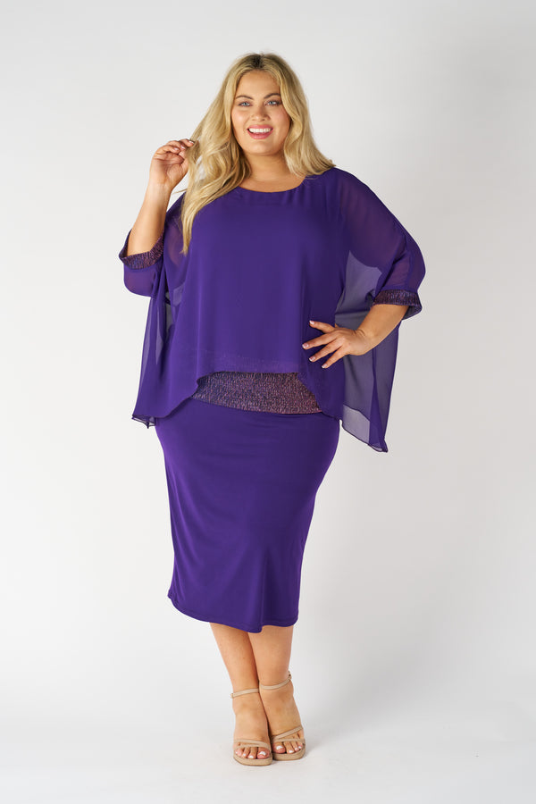 RTM3146-Sparkle Trim Chiffon Top