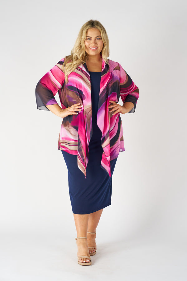 RTM1019P-Printed Chiffon Jacket